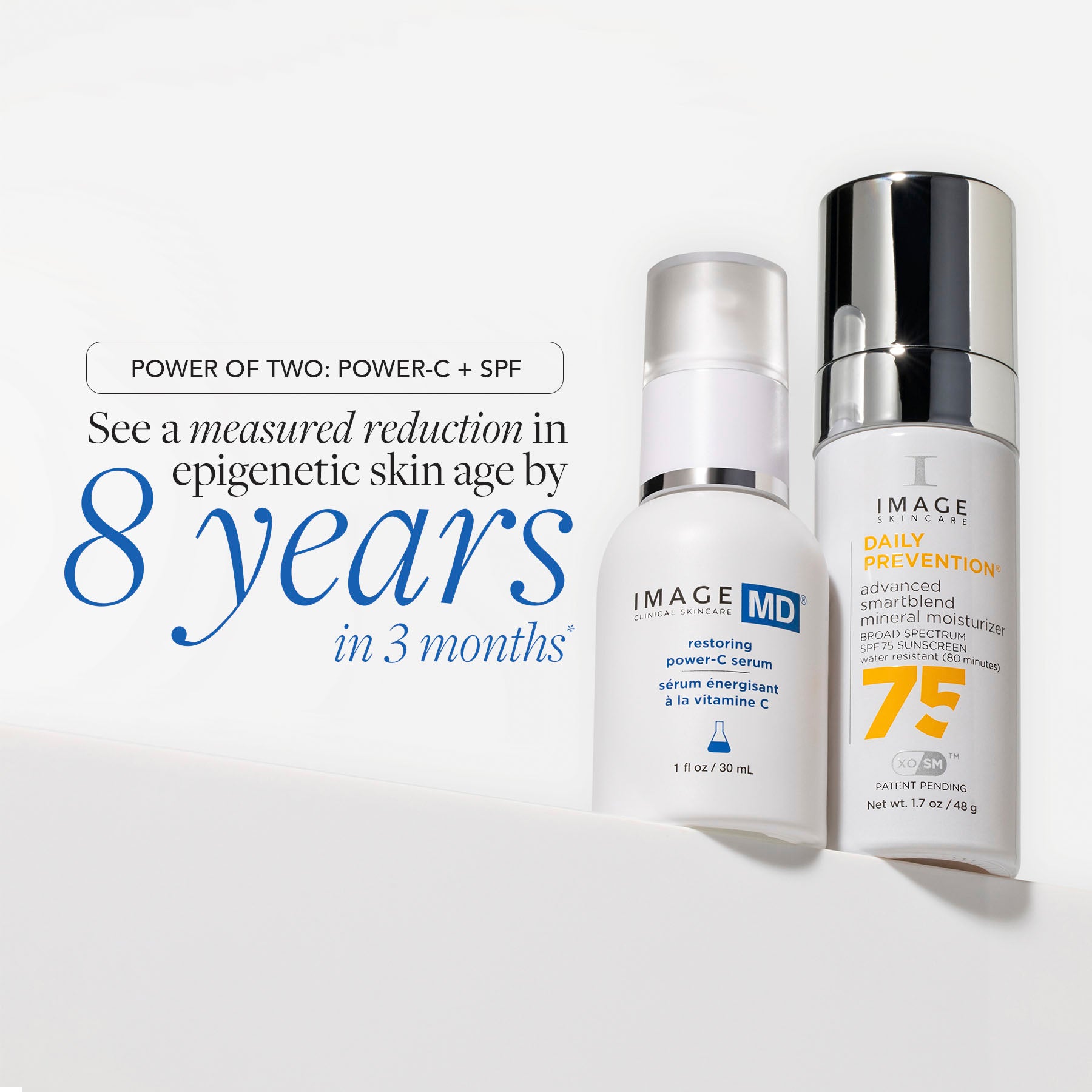 Two skincare bottles with text on a white background