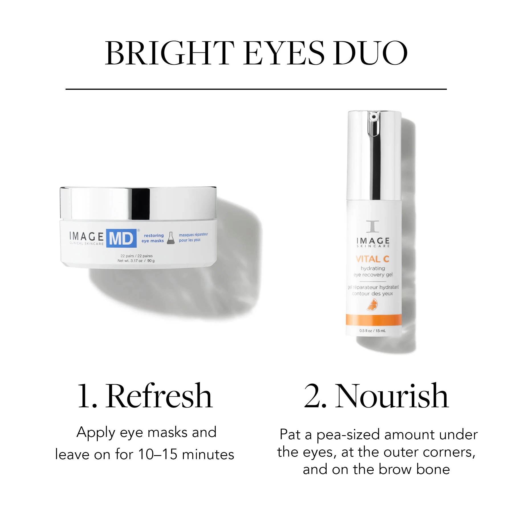 Two skincare products with application instructions on a white background