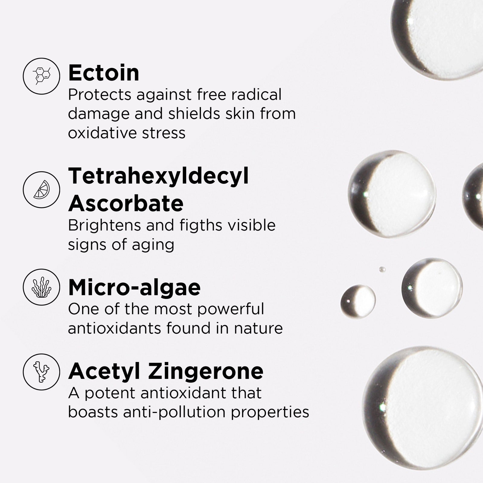 texture shot with list of ingredient specific benefits