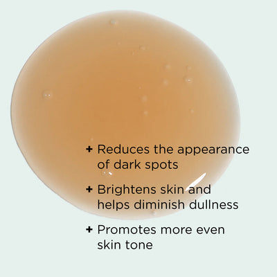 serum droplet close up with benefits callouts