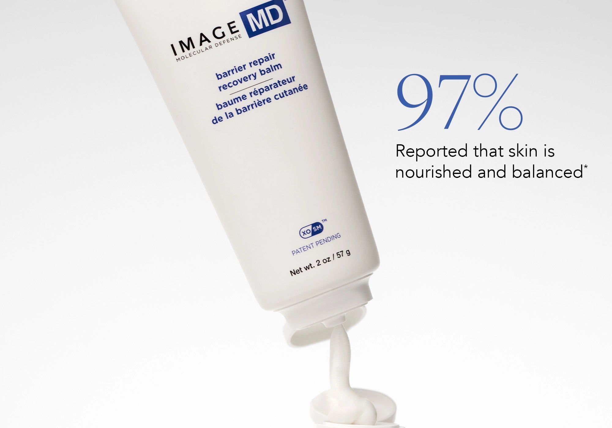 Barrier Repair Recovery Balm with clinical call out. 97% reported that skin is nourished and balanced