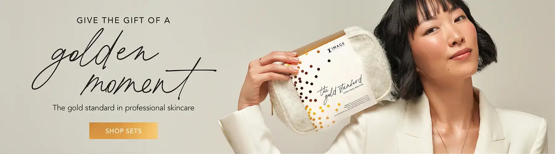 girl with holiday skincare set