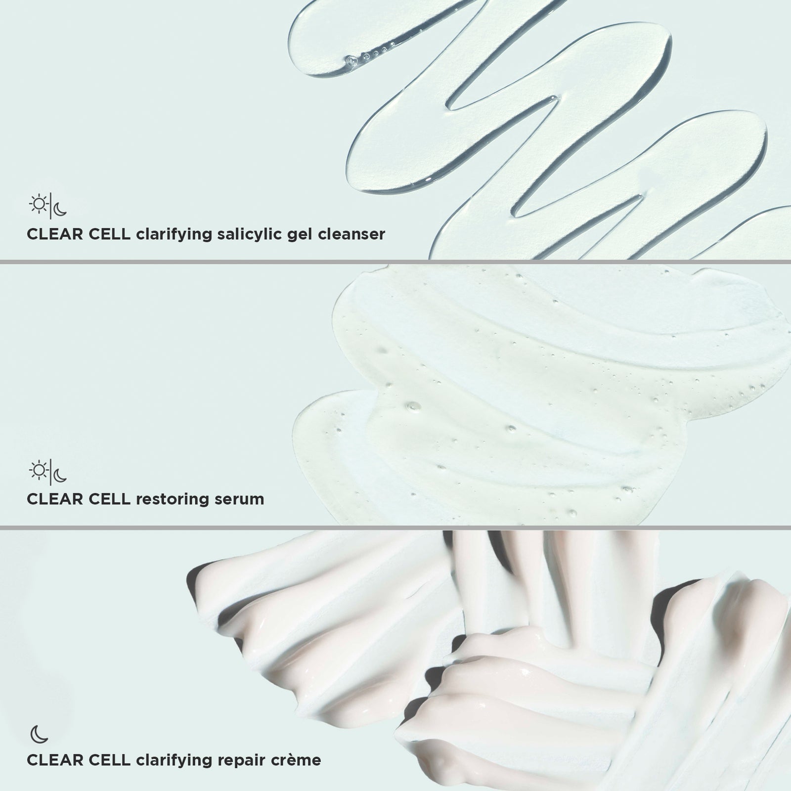 close up texture shots of each kit product