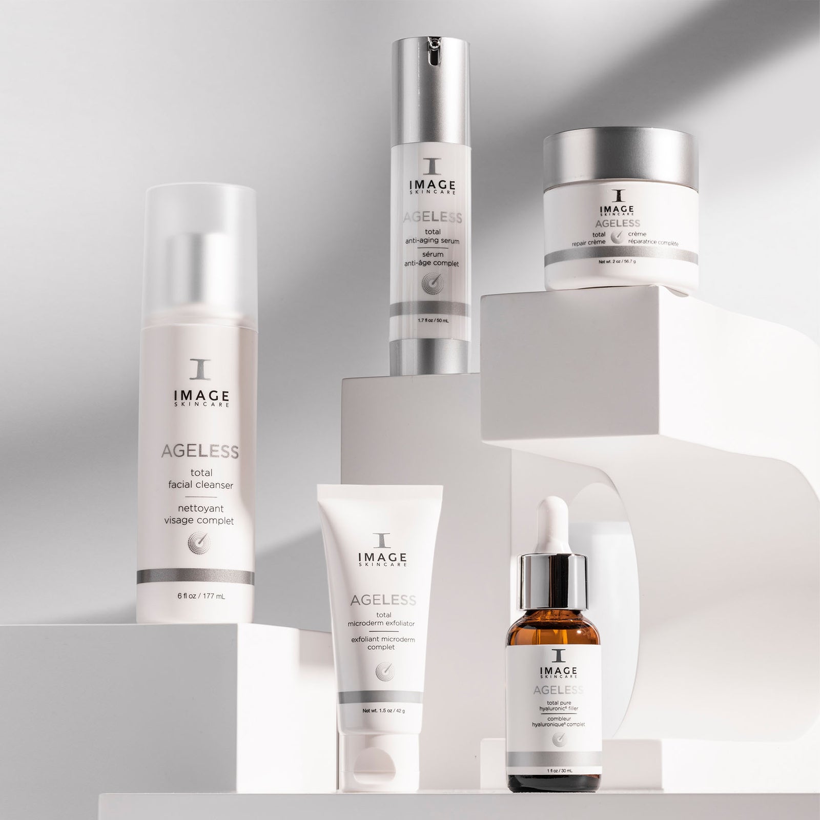Ageless collection shot of all products on light background