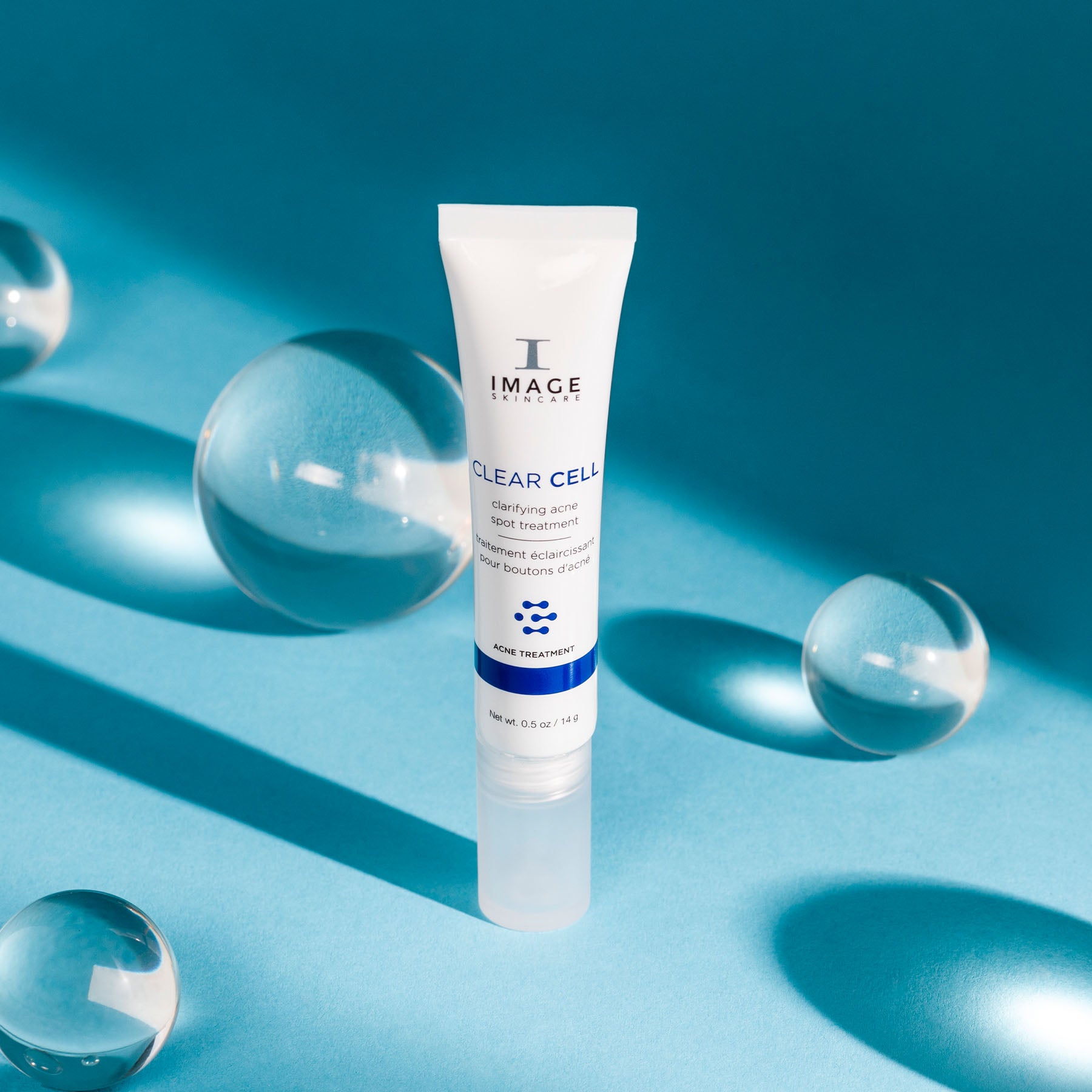 CLEAR CELL clarifying acne spot treatment tube with blue background