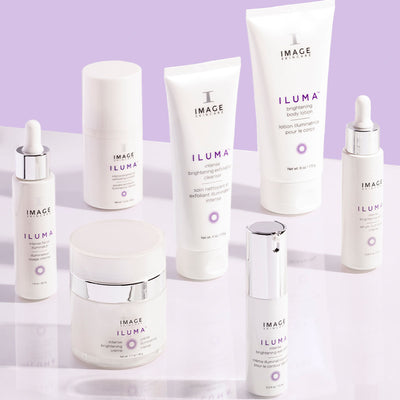 Full ILUMA product collection on light purple background