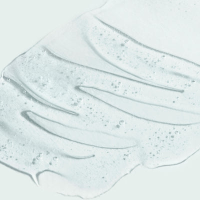 close up texture shot of cleanser on white background