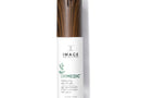 Skincare bottle with wooden cap on a white background