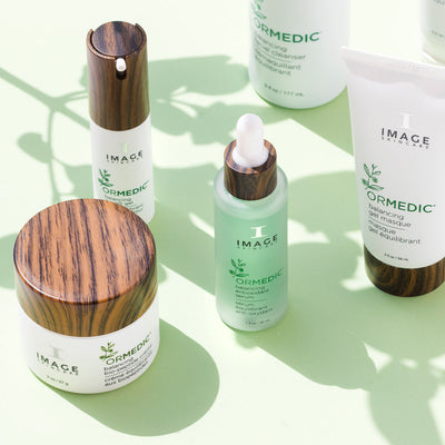 Full ormedic product collection on light green background