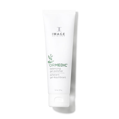 Tube of ORMEDIC balancing gel polishier by IMAGE Skincare on a white background