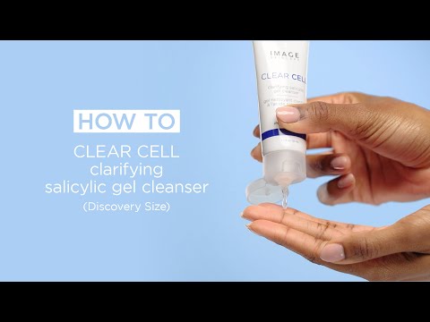 video showing model applying travel size clear cell cleanser and wiping off
